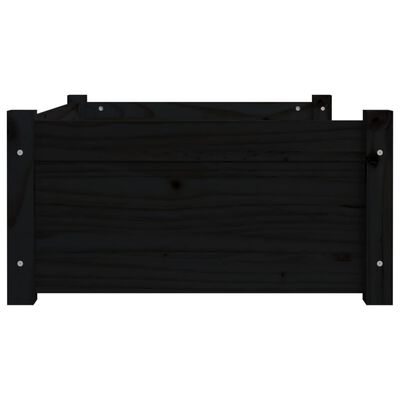 vidaXL Кучешко легло, черно, 75,5x55,5x28 см, борова дървесина масив
