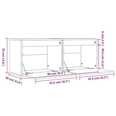vidaXL Стенни шкафове, 2 бр, 45x30x35 см, бор масив