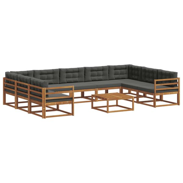 vidaXL Комплект дивани за открито 10 pcs Натурален и Антрацит