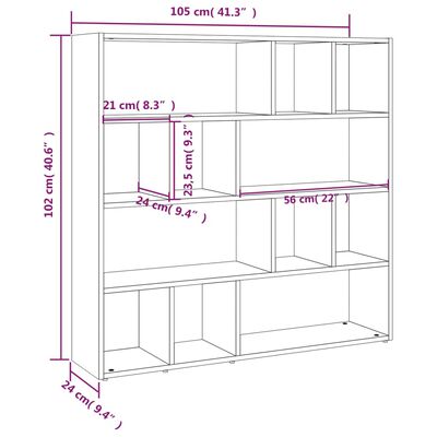 vidaXL Библиотека/разделител за стая, бетонно сива, 105x24x102 см