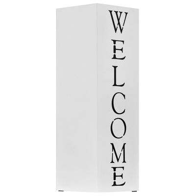 vidaXL Поставка за чадъри "Добре дошли", стомана, бяла