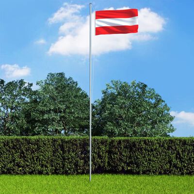 vidaXL Флаг на Австрия и алуминиев флагщок, 4 м