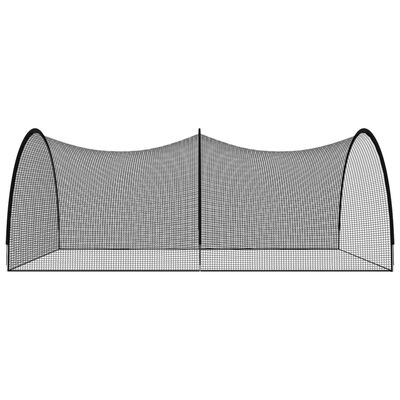 vidaXL Мрежа клетка за бейзболна бата черна 500x400x250 см полиестер