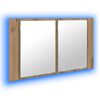 vidaXL Шкаф с огледало за баня Дъб 80 x 12 x 45 см Инженерна дървесина