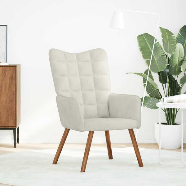 vidaXL Релакс стол, кремав, кадифе