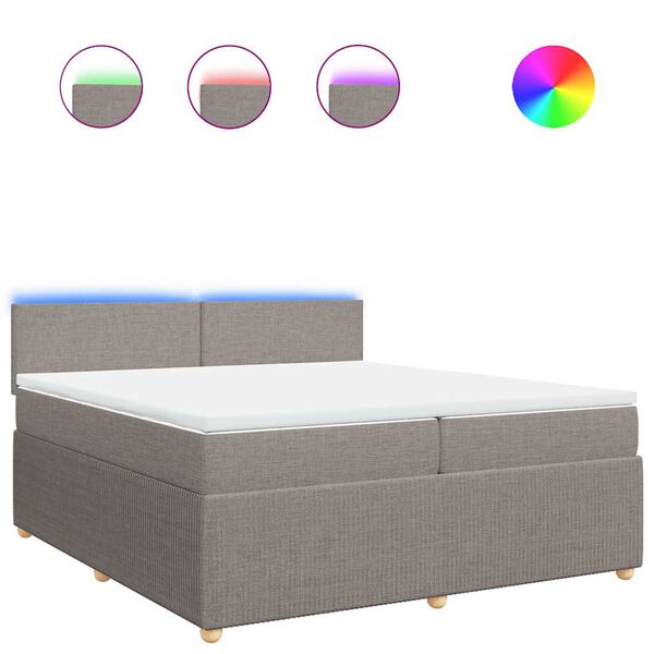 vidaXL Боксспринг легло с матрак, таупе, 200x200 см, плат