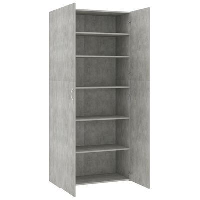 vidaXL Шкаф за обувки, бетоново сиво, 80x35,5x180 см, ПДЧ