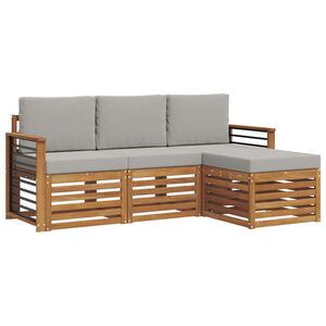 vidaXL Комплект дивани за открито 4 pcs Естествено и светло сиво