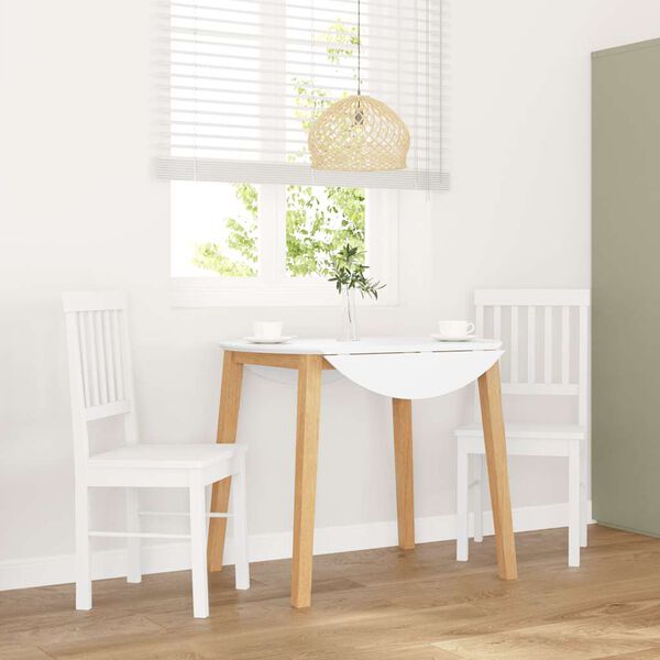 vidaXL трапезни столове 2 бр. бяла масивна дървесина гума