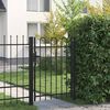 vidaXL Портална ограда BOXTEL с единична врата и арковиден връх, стомана, 1x1,2 м, черна