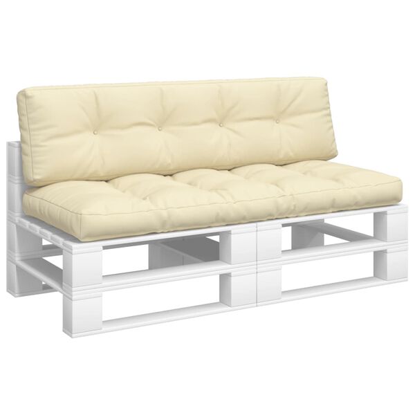 vidaXL Палетни възглавници, 2 бр, кремави, текстил