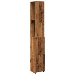 vidaXL Шкаф за баня от старо дърво 25x25x170 cm Инженерна дървесина