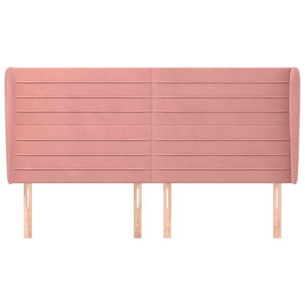 vidaXL Горна табла за легло с уши, розова, 183x23x118/128 см, кадифе