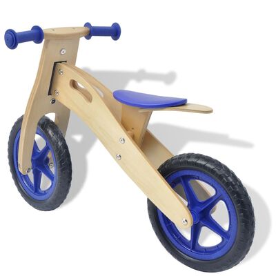 vidaXL Детски велосипед за балансиране, дърво, син