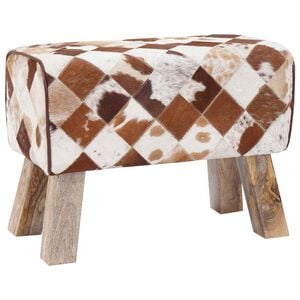 vidaXL Пейка 60 x 30 x 45 cm Естествена кожа Кафяв пачуърк
