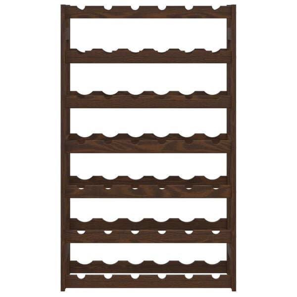vidaXL Стойка за вино за 42 бутилки, кафява, бор масив