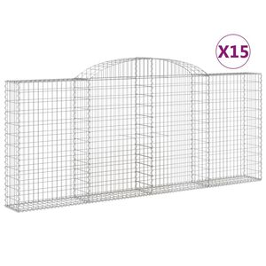 vidaXL Габионни кошници арка 15 бр 300x30x120/140см поцинковано желязо