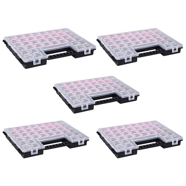 vidaXL Асортиментни кутии 5 бр с регулируеми разделители 385x283x50 мм