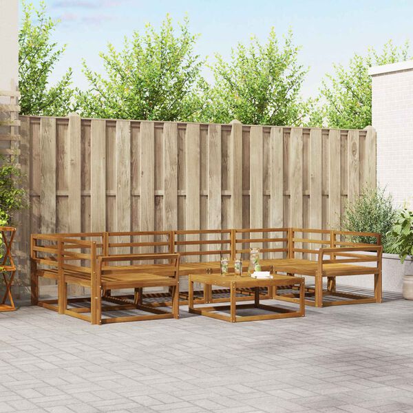 vidaXL Комплект дивани за открито 7 pcs Естествен