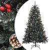 vidaXL Изкуствена коледна елха със стойка, зелена, 150 см, PVC