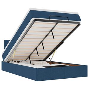 vidaXL Османска легло с матрак и LED, синьо, 120x200 см, плат