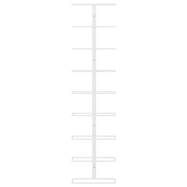 vidaXL Стойка за вино за 9 бутилки, стенен монтаж, бяла, желязо