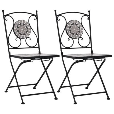 vidaXL Мозаечни бистро столове, 2 бр, сиви