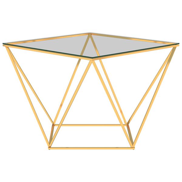 vidaXL Маса за кафе, златиста, 80x80x45 cм, неръждаема стомана