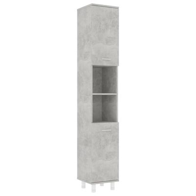 vidaXL Шкаф за баня, бетонно сиво, 30x30x179 см, ПДЧ