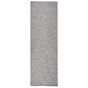 vidaXL Градински плоскотъкан килим, 80x250 см, кафяво и синьо