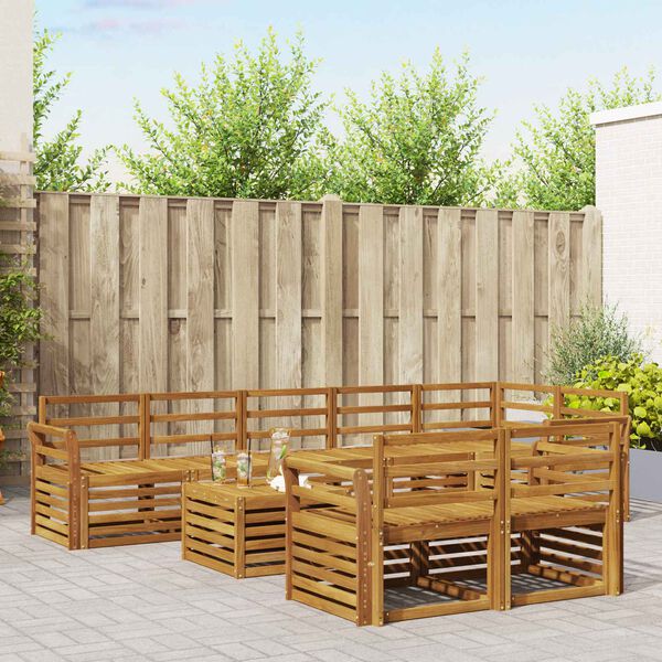 vidaXL Комплекти дивани 9 pcs Естествен Солидно акациево дърво