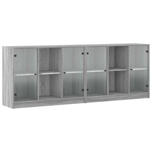 vidaXL Библиотека с врати сив сонома 204x37x75 см инженерно дърво