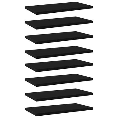 vidaXL Рафтове за етажерка, 8 бр, черни, 40x20x1,5 см, ПДЧ