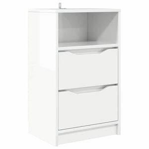 vidaXL Нощно шкафче Бял гланц 40 x 30 x 67 cm Инженерна дървесина