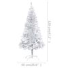 vidaXL Изкуствена осветена коледна елха с топки сребриста 120 см PET