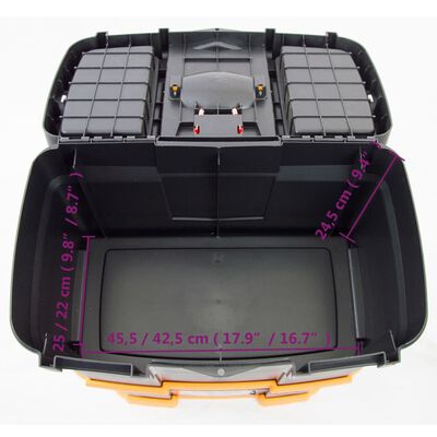 vidaXL Подвижна кутия за инструменти, 460x280x677 мм, PP