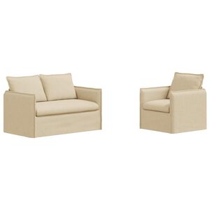 vidaXL Комплект дивани 2 pcs Кремаво 136 x 82 x 85 см Текстил