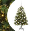 vidaXL Изкуствена коледна елха с хингед и шишарки Зелен 120 cm