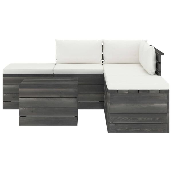 vidaXL Градински лаундж комплект палети възглавници 6 части бор масив