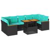 vidaXL Градински комплект диван с възглавници 8 части черен полиратан