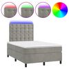 vidaXL Боксспринг легло с матрак и LED, светлосиво, 120x200 см, кадифе