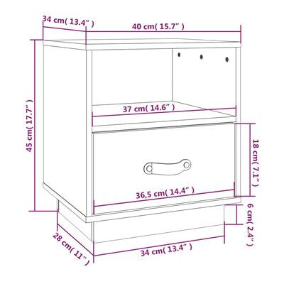 vidaXL Нощни шкафчета, 2 бр, сиви, 40x34x45 см, борово дърво масив