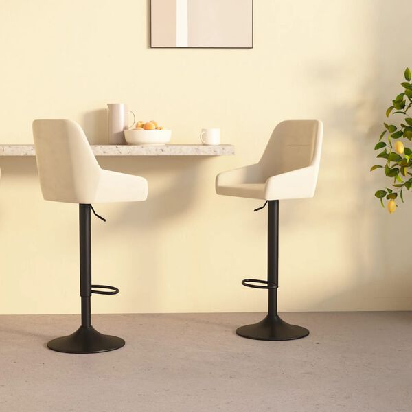 vidaXL Бар табуретки, 2 бр, кремави, кадифе