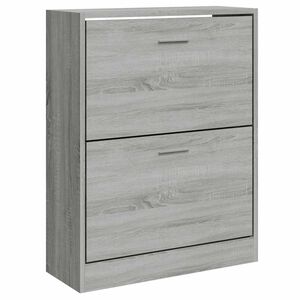 vidaXL Шкаф за обувки, сив сонома, 63x24x81 см, инженерно дърво