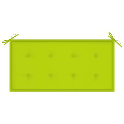vidaXL Градинска пейка с яркозелено шалте, 112 см, тик масив