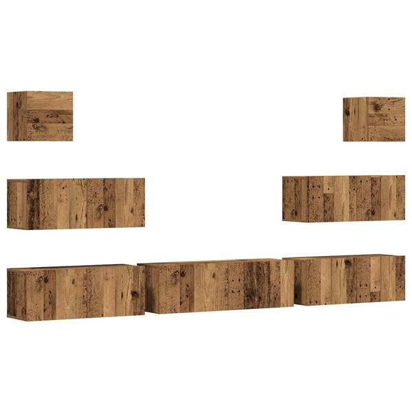 vidaXL Комплект ТВ шкафове за стенен монтаж 7 части, инженерно дърво