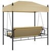 vidaXL Градинска люлка със сенник, пясъчна, стомана