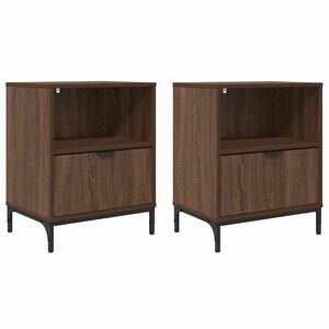 vidaXL Нощен шкаф 2 pcs Кафяв дъб 49 x 36 x 61 см Инженерно дърво