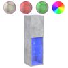 vidaXL ТВ шкаф с LED осветление, бетонно сив, 30,5x30x102 см