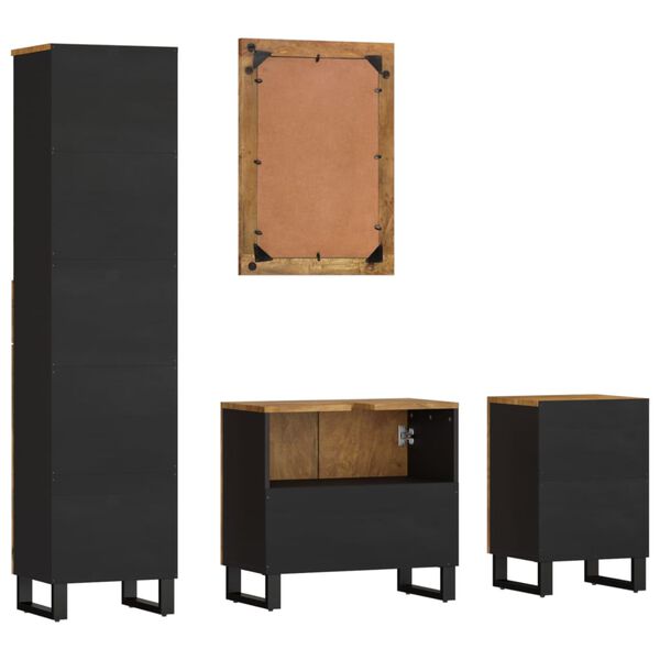 vidaXL Комплект мебели за баня, 4 части, масивна мангова дървесина